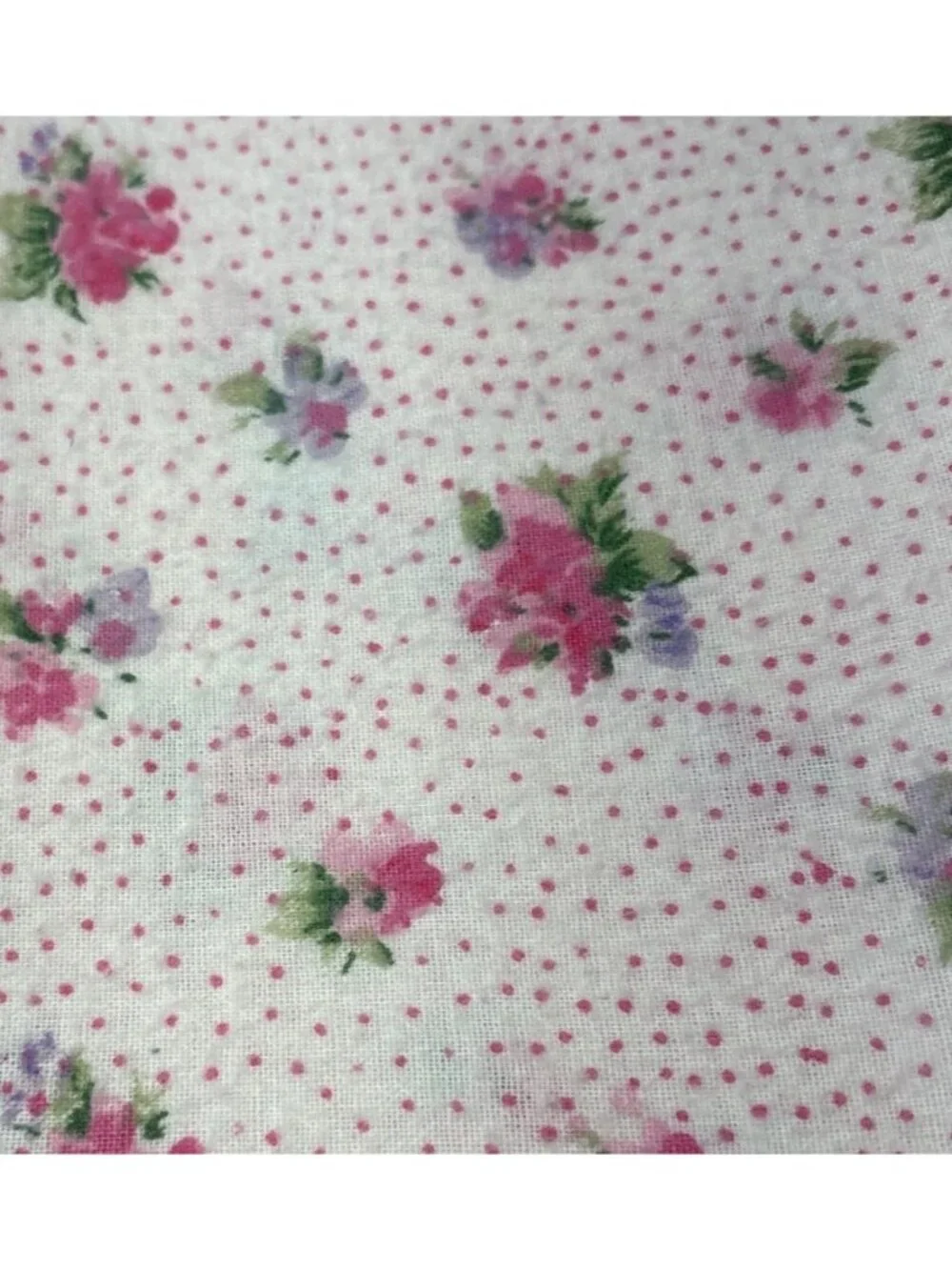 Floral Pink Purple Polka Dot Flannel Fabric 1/2 yard x 44